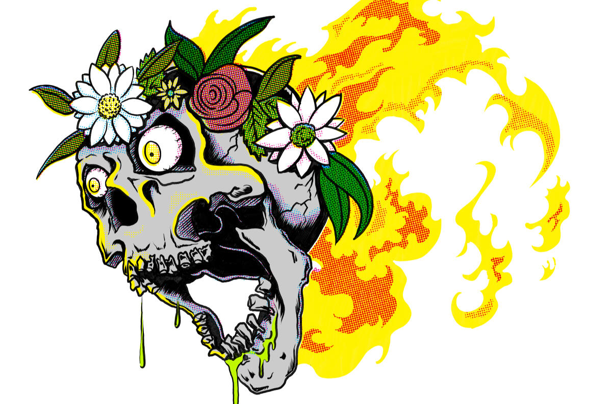 Flaming Skull & Laurel; Tenebrous Press